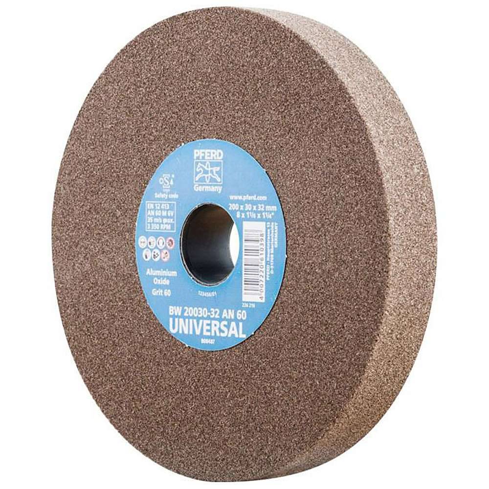 Schleifbockscheibe - PFERD - Ø 200 mm - für den universellen Einsatz - Bezeichnung BW 20030-32 AN 60 UNIVERSAL - Scheibenbreite 30 mm - Bohrungs-Ø