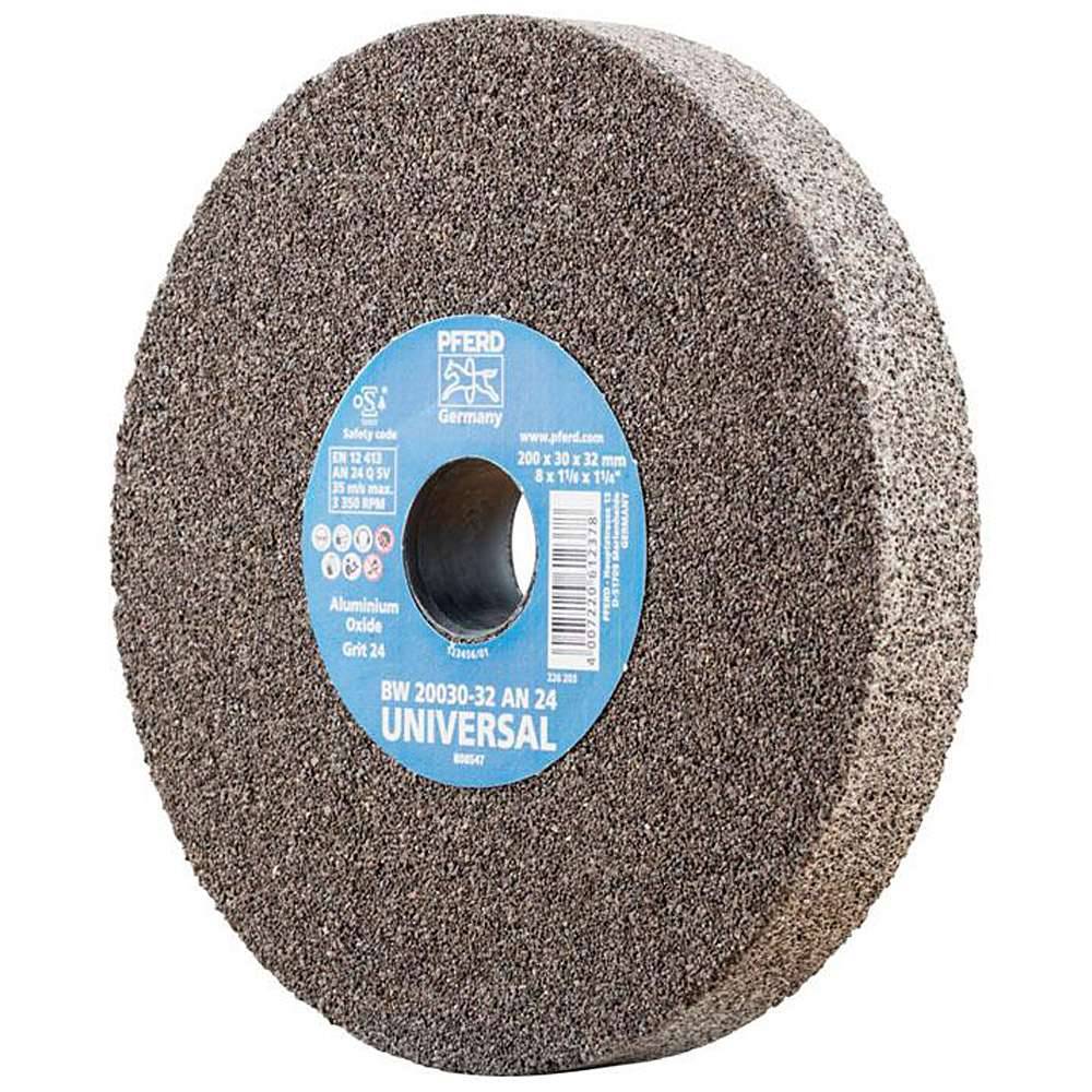 Schleifbockscheibe - PFERD - Ø 200 mm - für den universellen Einsatz - Bezeichnung BW 20030-32 AN 24 UNIVERSAL - Scheibenbreite 30 mm - Bohrungs-Ø