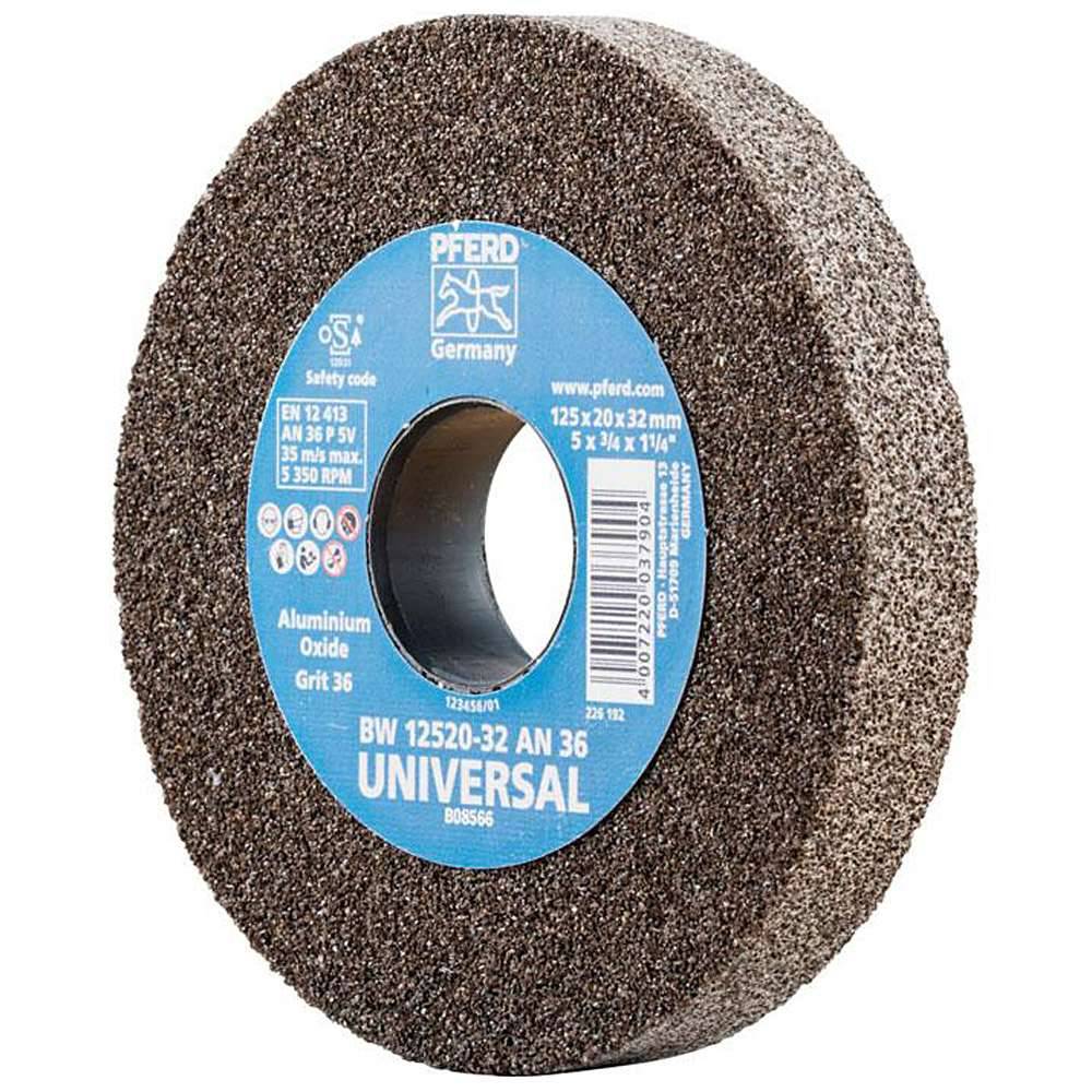 Schleifbockscheibe - PFERD - Ø 125 mm - für den universellen Einsatz - Bezeichnung BW 12520-32 AN 36 UNIVERSAL - Scheibenbreite 20 mm - Bohrungs-Ø