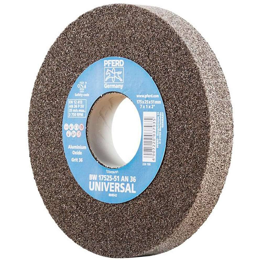 Schleifbockscheibe - PFERD - Ø 175 mm - für den universellen Einsatz - Bezeichnung BW 17525-51 AN 36 UNIVERSAL - Scheibenbreite 25 mm - Bohrungs-Ø