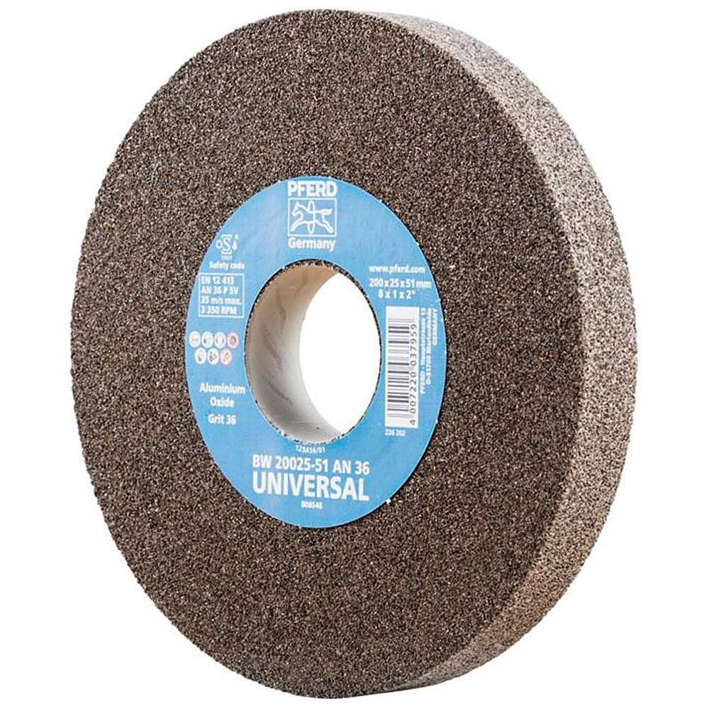 Schleifbockscheibe - PFERD - Ø 200 mm - für den universellen Einsatz - Bezeichnung BW 20025-51 AN 51 UNIVERSAL - Scheibenbreite 25 mm - Bohrungs-Ø