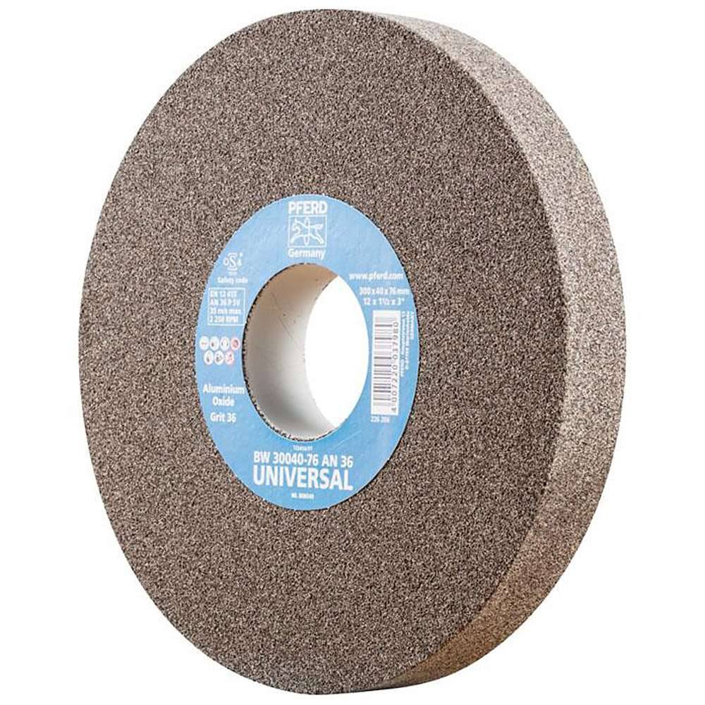 Schleifbockscheibe - PFERD - Ø 300 mm - für den universellen Einsatz - Bezeichnung BW 30040-76 AN 36 UNIVERSAL - Scheibenbreite 40 mm - Bohrungs-Ø