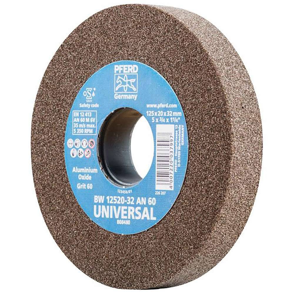 Schleifbockscheibe - PFERD - Ø 125 mm - für den universellen Einsatz - Bezeichnung BW 12520-32 AN 60 UNIVERSAL - Scheibenbreite 20 mm - Bohrungs-Ø
