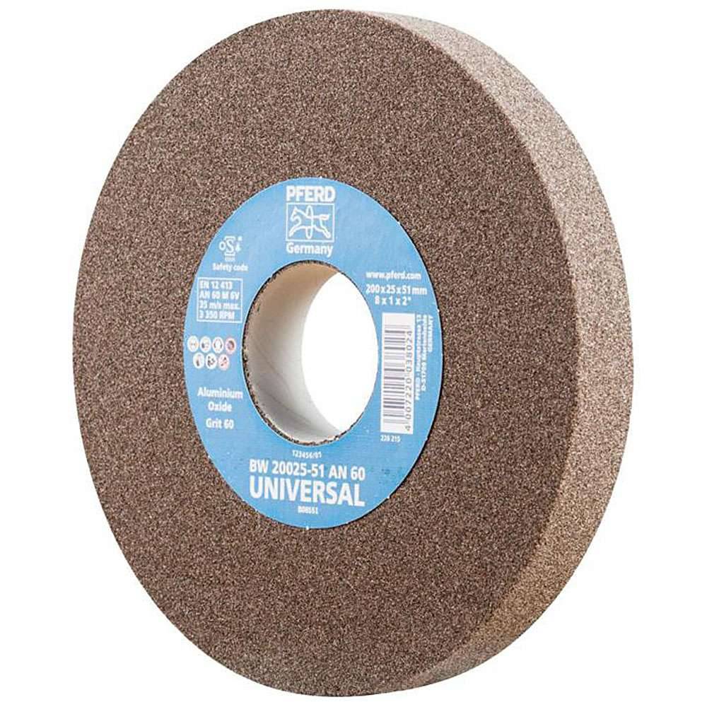 Schleifbockscheibe - PFERD - Ø 200 mm - für den universellen Einsatz - Bezeichnung BW 20025-51 AN 60 UNIVERSAL - Scheibenbreite 25 mm - Bohrungs-Ø
