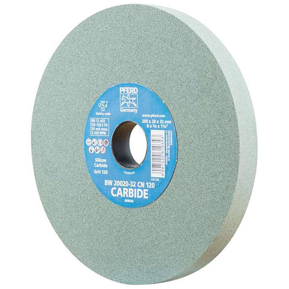 Schleifbockscheibe - PFERD - Ø 200 mm - Bohrungs-Ø 32 mm - Bezeichnung BW 20020-32 CN 120 CARBIDE - Breite 20 mm - Korngröße 120
