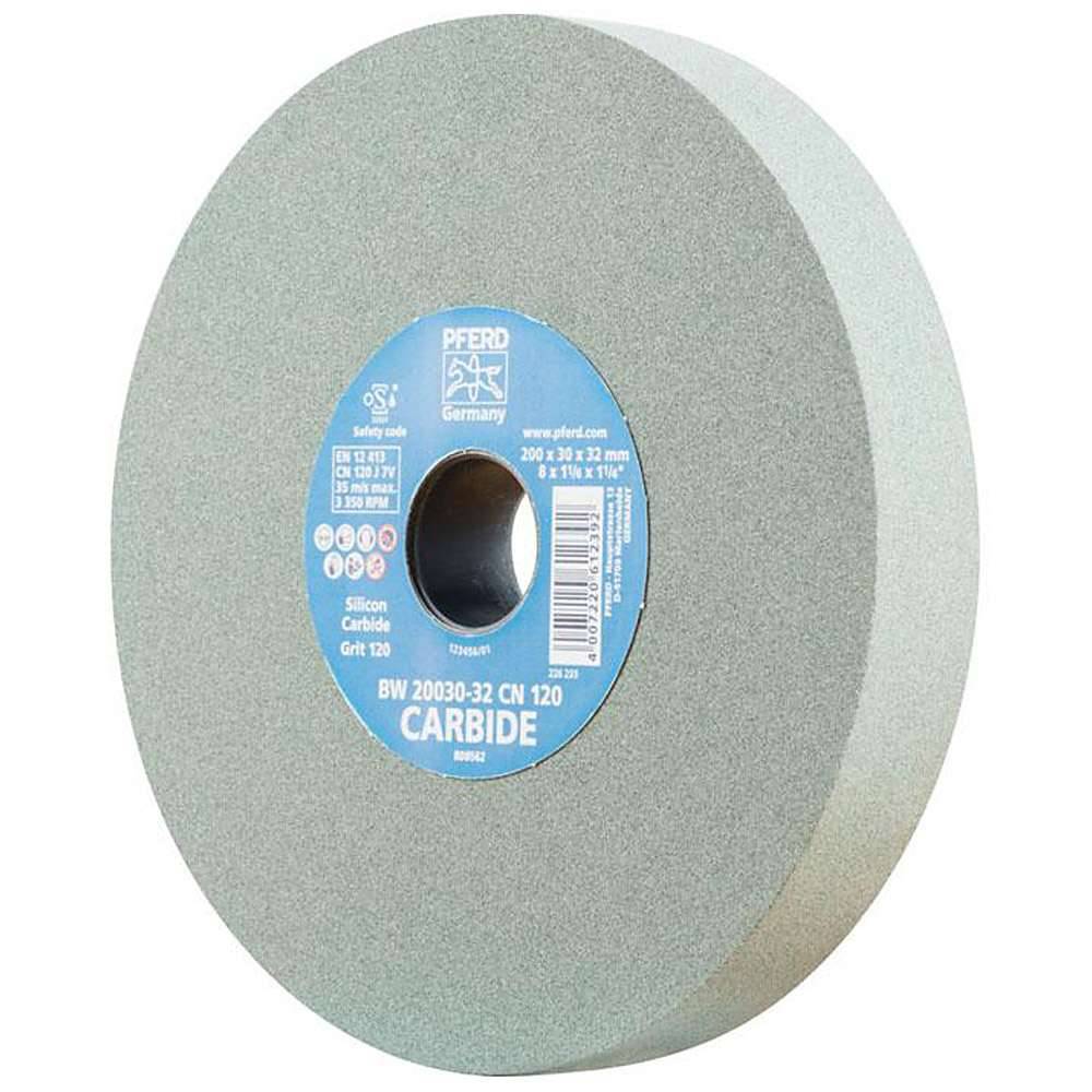 Schleifbockscheibe - PFERD - Ø 200 mm - Bohrungs-Ø 32 mm - Bezeichnung BW 20030-32 CN 120 CARBIDE - Breite 20 mm - Korngröße 120