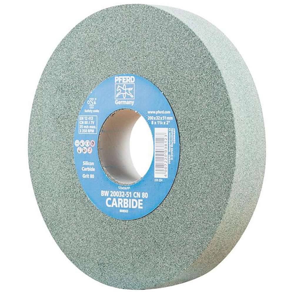 Schleifbockscheibe - PFERD - Ø 200 mm - Bohrungs-Ø 51 mm - Bezeichnung BW 20032-51 CN 80 CARBIDE - Breite 32 mm - Korngröße 80