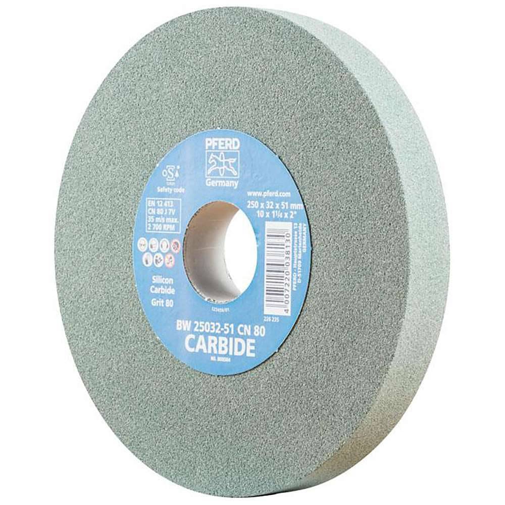 Schleifbockscheibe - PFERD - Ø 250 mm - Bohrungs-Ø 51 mm - Bezeichnung BW 25032-51 CN 80 CARBIDE - Breite 51 mm - Korngröße 80