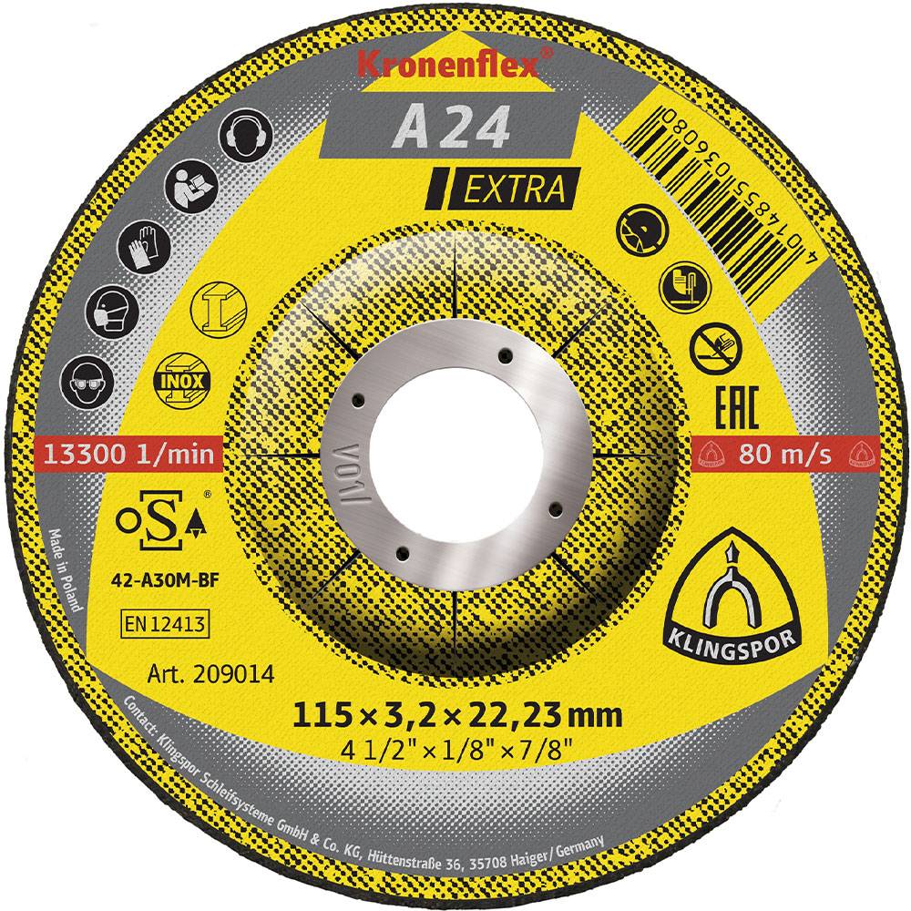 Trennscheibe A 24 Extra - für Metall - Ø-Scheibe 115 mm - Breite 3,2 mm - Bohrung 22,23 mm - VE 25 Stk.