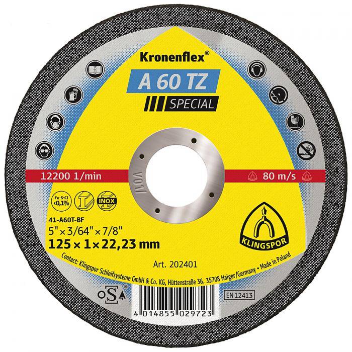 Trennscheibe A 60 TZ - Durchmesser 100 mm - Breite 1 mm - Bohrung 16 mm - gerade