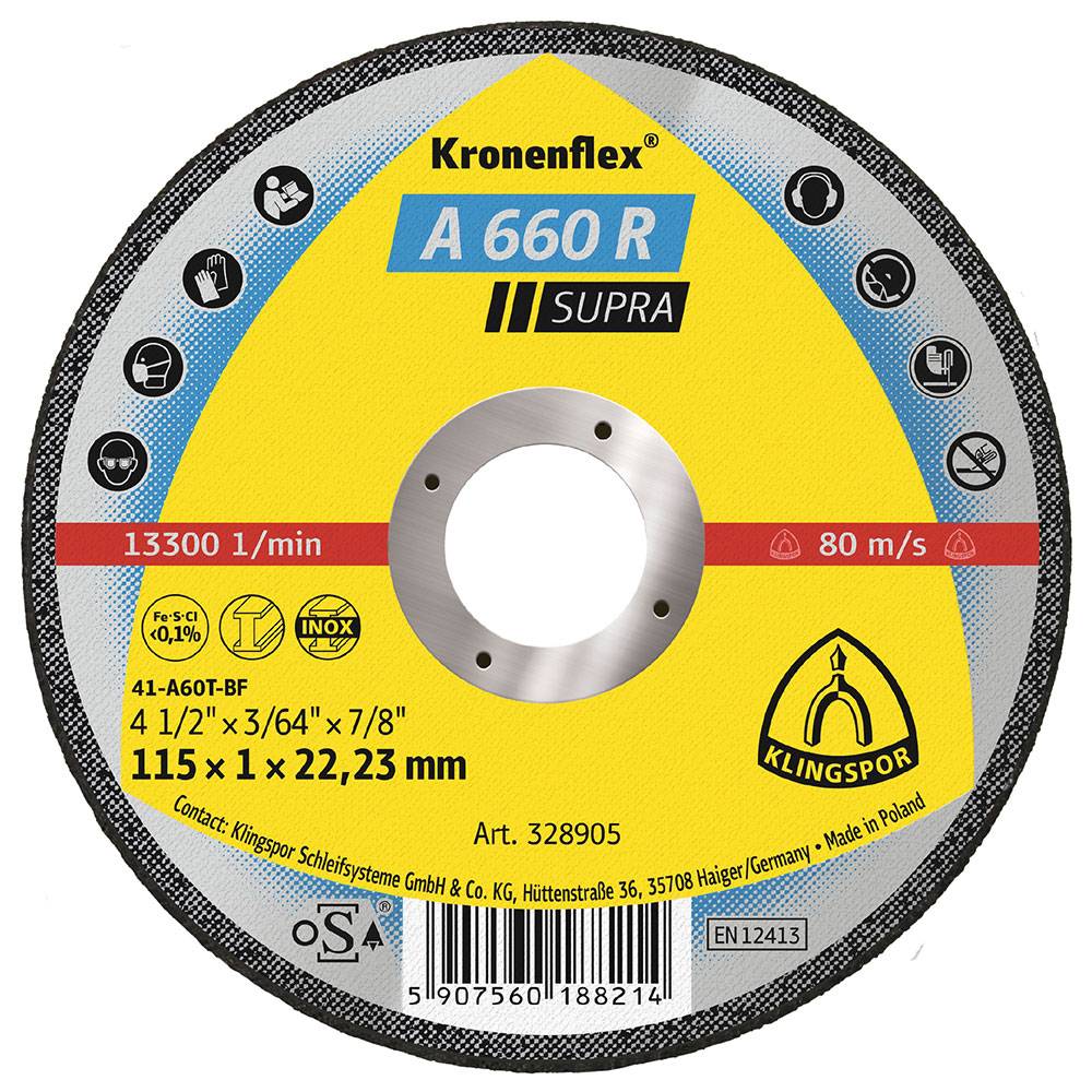 Trennscheibe A 660 R Supra - für Edelstahl, Stahl - Ø-Scheibe 115 mm - Bohrung 22,23 mm - VE 25 Stück - Preis per VE