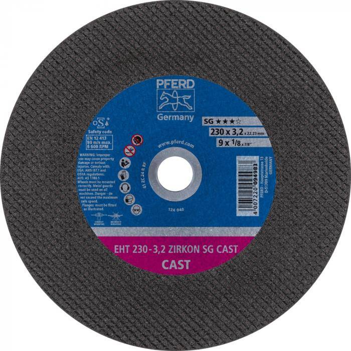 PFERD Trennscheibe EHT - ZIRKON SG CAST - Außen-Ø 230 mm - Breite 3,2 mm - Bohrungs-ø 22,23 mm - VE 25 Stück - Preis per VE