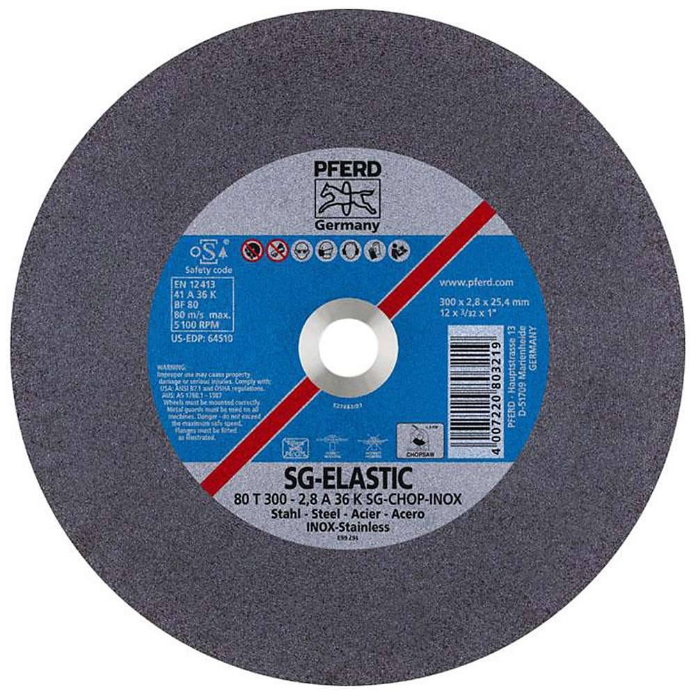 Trennscheibe - PFERD SG-ELASTIC - für Edelstahl - für stationäre Trennschleifer - Bezeichnung 80 T 300-2,8 A 36 K SG-CHOP-INOX/25,4 - Maße (D x T