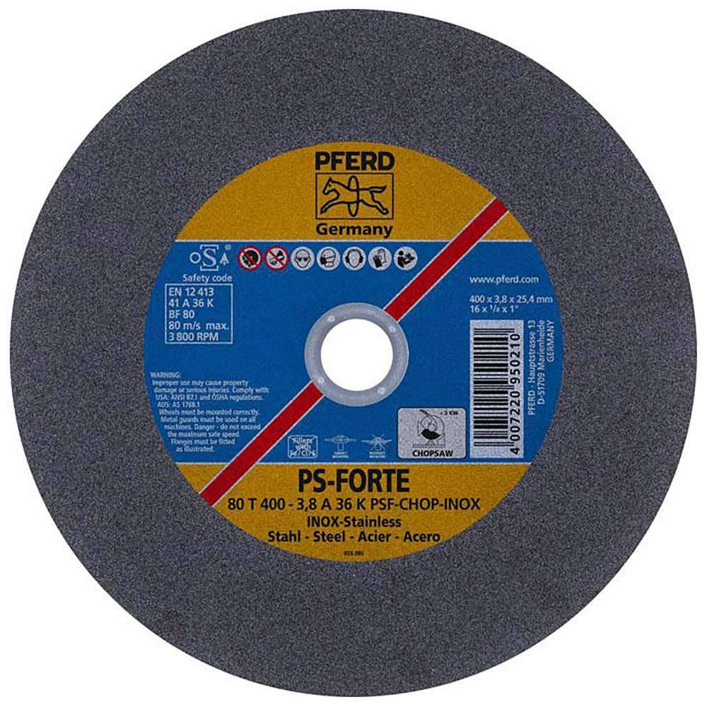 Trennscheibe - PFERD PS-FORTE - für Edelstahl - für stationäre Trennschleifer - Bezeichnung 80 T 400-3,8 A 36 K PSF-CHOP-INOX/25,4 - Maße (D x T