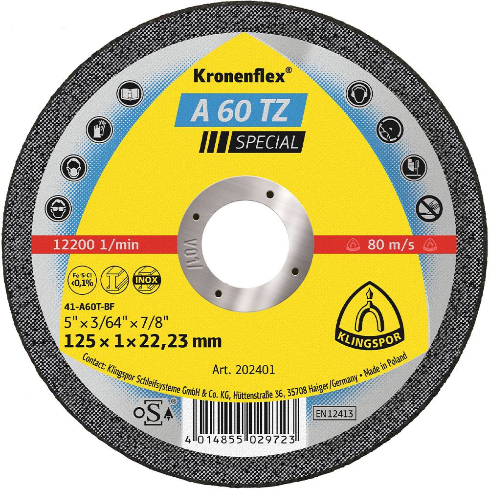 Trennscheibe A 60 TZ Special - für Edelstahl - Ø-Scheibe 115 mm - Breite 1 mm - Bohrung 22,23 mm - VE 25 Stk. - Preis per VE