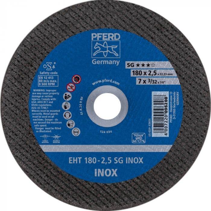 PFERD Trennscheibe EHT 180-2,5 SG INOX - SG INOX - Außen-Ø 180 mm - Bohrungs-ø 22,23 mm - VE 25 Stück - Preis per VE