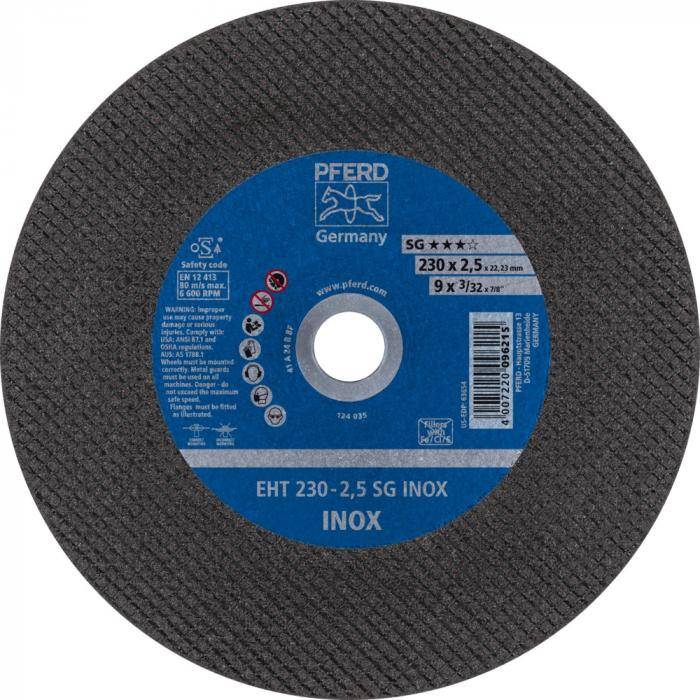 PFERD Trennscheibe EHT 230-2,5 SG INOX - SG INOX - Außen-Ø 230 mm - Bohrungs-ø 22,23 mm - VE 25 Stück - Preis per VE
