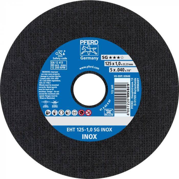 PFERD Trennscheibe EHT 125-1,0 SG INOX - SG INOX - Außen-Ø 125 mm - Bohrungs-ø 22,23 mm - VE 25 Stück - Preis per VE