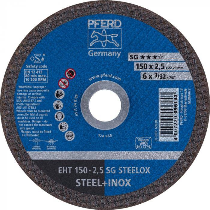 PFERD Trennscheibe EHT 150-2,5 SG STEELOX - SG STEELOX - Außen-Ø 150 mm - Aufspannsystem 22,23 mm - VE 25 Stück - Preis per VE