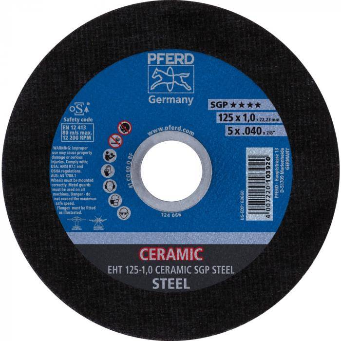 PFERD Trennscheibe EHT 100-1,3 CERAMIC SGP STEEL/16,0 - CERAMIC SGP STEEL - Außen-Ø 100 mm - Bohrungs-ø 16,0 mm - VE 25 Stück - Preis per VE