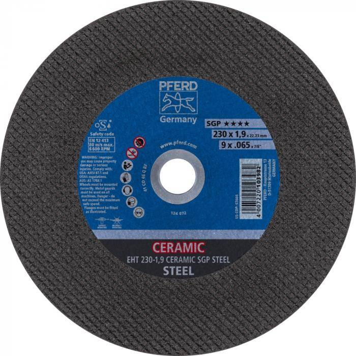 PFERD Trennscheibe EHT 230-1,9 CERAMIC SGP STEEL - CERAMIC SGP STEEL - Außen-Ø 230 mm - Bohrungs-ø 22,23 mm - VE 25 Stück - Preis per VE