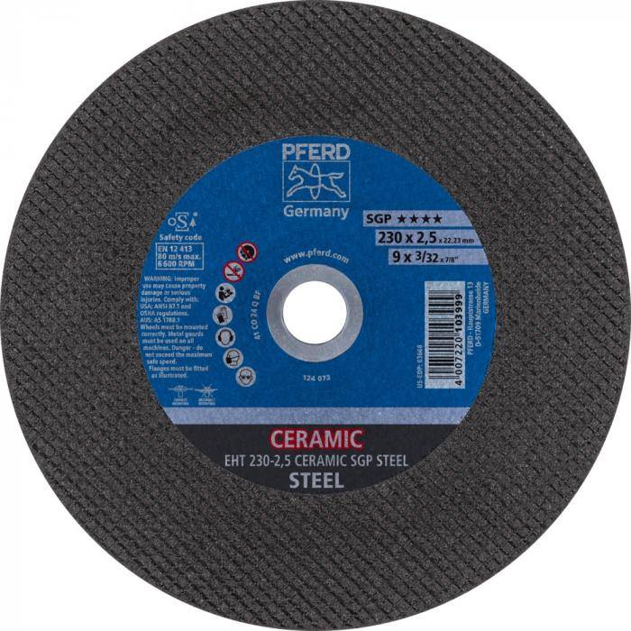 PFERD Trennscheibe EHT 230-2,5 CERAMIC SGP STEEL - CERAMIC SGP STEEL - Außen-Ø 230 mm - Bohrungs-ø 22,23 mm - VE 25 Stück - Preis per VE