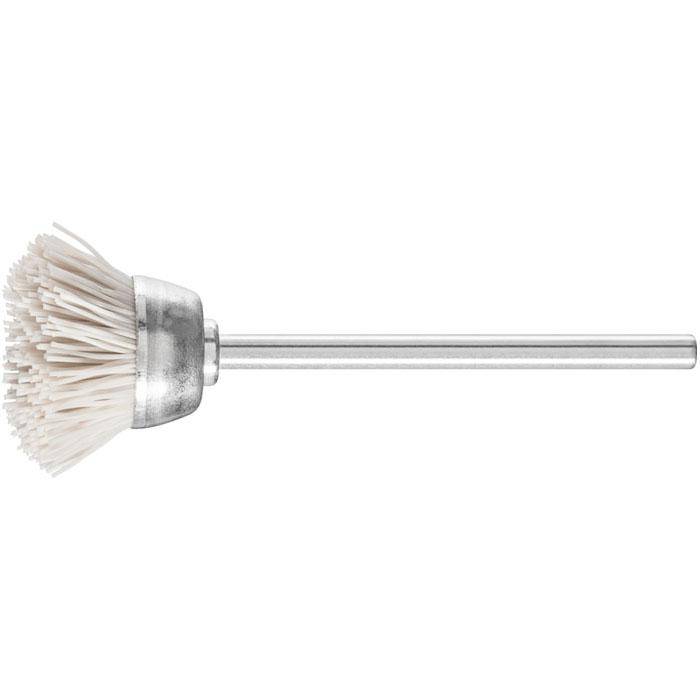 Topfbürste - PFERD - Bürsten-Ø 18 mm - mit Kunststoffbesatz (Aluminiumoxid) - Bezeichnung TBU 1803/2,34 AO 600 0,30 - Schaft-Ø 2,34 mm - Besatzmat