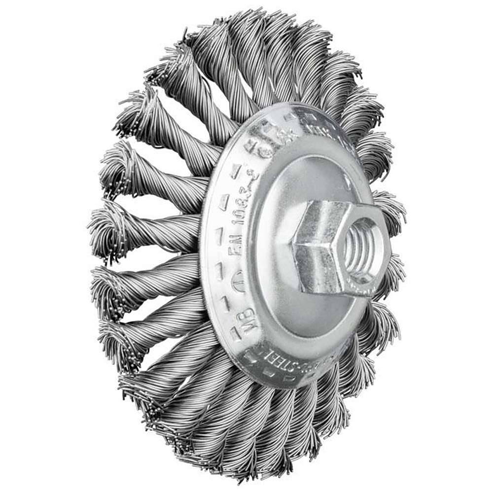 Kegelbürste - PFERD - mit Gewinde, gezopft - mit Stahldraht - Bezeichnung KBG 11515/M14 ST 0,50 - Bürsten-Ø 115 mm - Besatzlänge 26 mm - Besatzbre