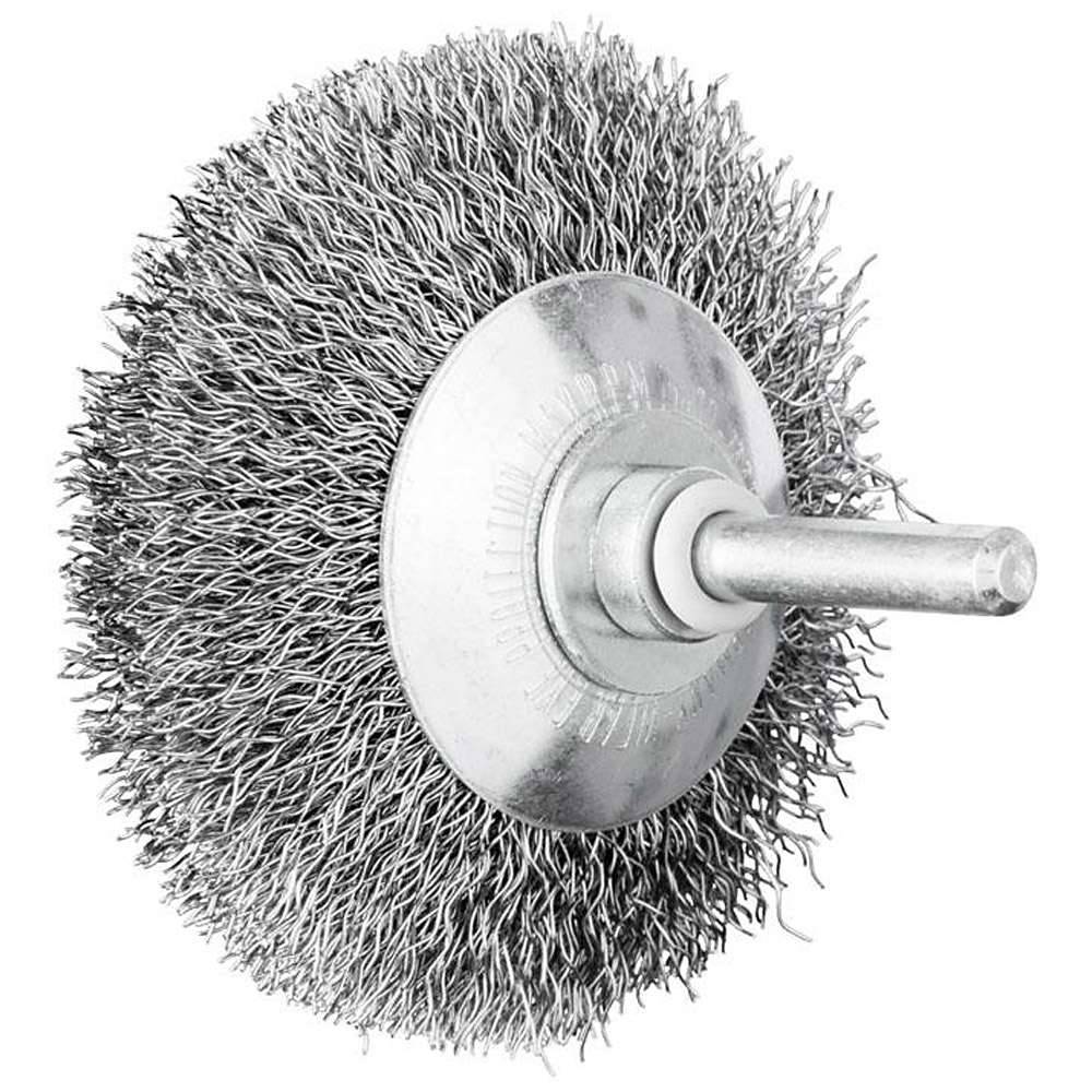 Kegelbürste - PFERD - ungezopft, aus Stahldraht - mit Schaft - für Baustahl u.a. - Bezeichnung KBU 7010/6 ST 0,30 - Bürsten-Ø 70 mm - Besatzmaße