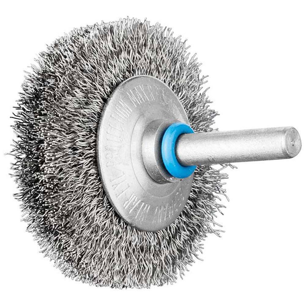 Kegelbürste - PFERD INOX-TOTAL - mit Schaft, ungezopft - mit Edelstahldraht - Bezeichnung KBUIT 5010/6 INOX 0,20 - Bürsten-Ø 50 mm - Besatzlänge