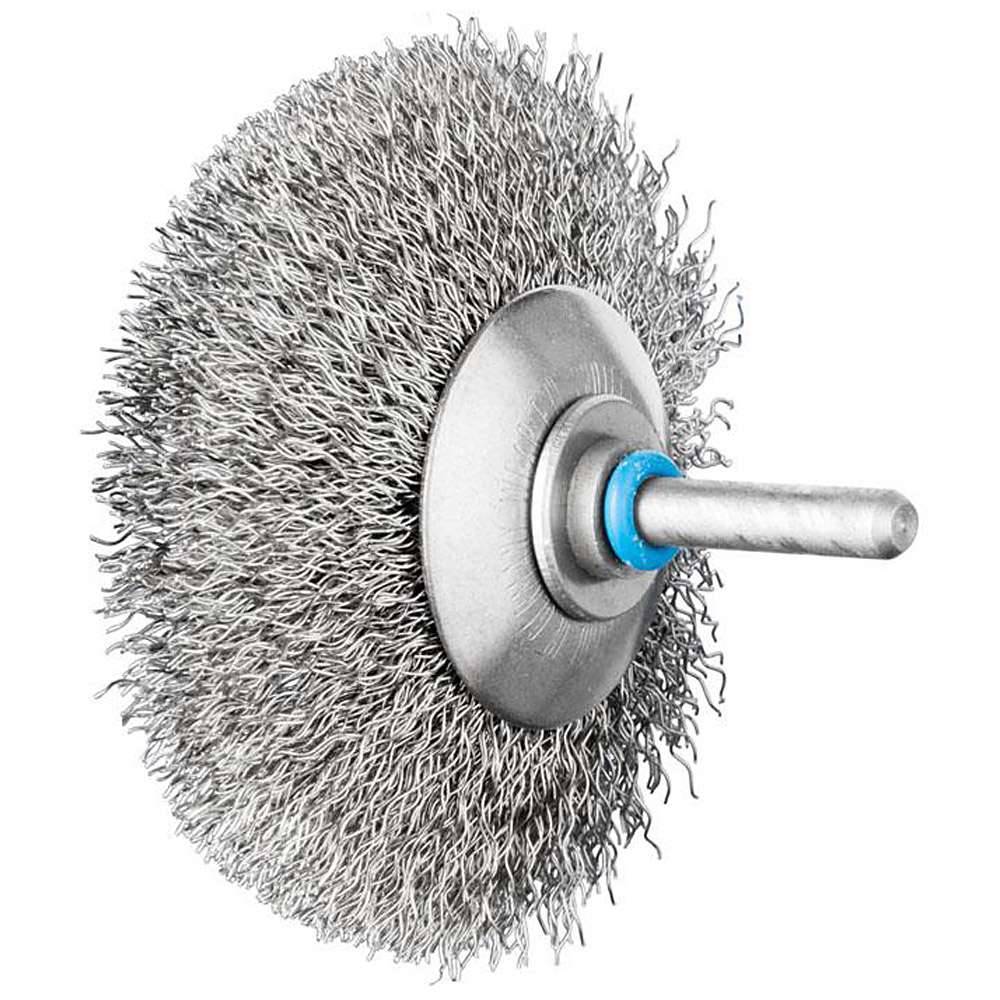Kegelbürste - PFERD INOX-TOTAL - mit Schaft, ungezopft - mit Edelstahldraht - Bezeichnung KBUIT 8010/6 INOX 0,30 - Bürsten-Ø 80 mm - Besatzlänge
