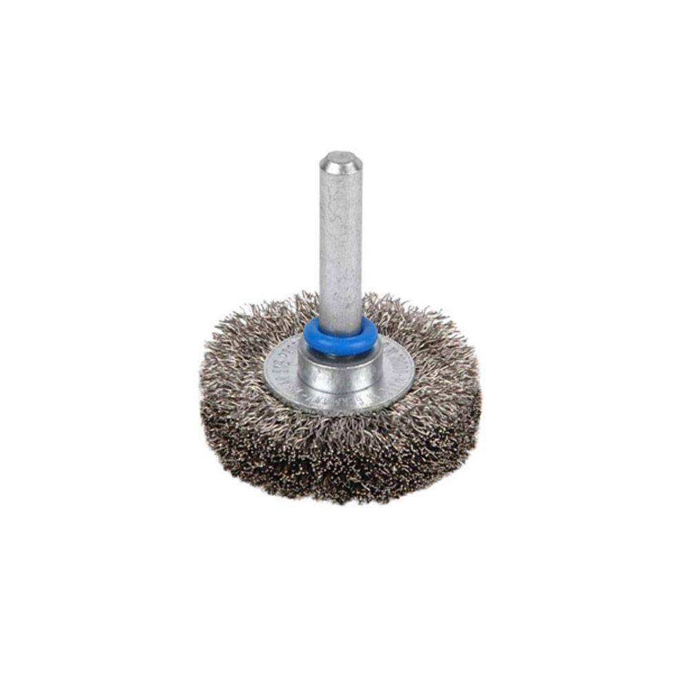 Rundbürste - mit Schaft - ungezopft INOX-Draht - Drahtstärke 0,20 mm - Bürsten Ø 20 mm - Besatzbreite 4 mm - Besatzlänge 3 mm - Gesamtlänge 37 m