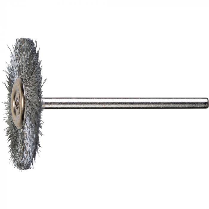 PFERD Rundbürste RBU 3202/3 ST 0,10 mit Schaft - Stahldraht - ungezopft - Außen-ø 32 mm - Besatzmaterial-ø 0,10 mm - VE 10 Stück - Preis per VE