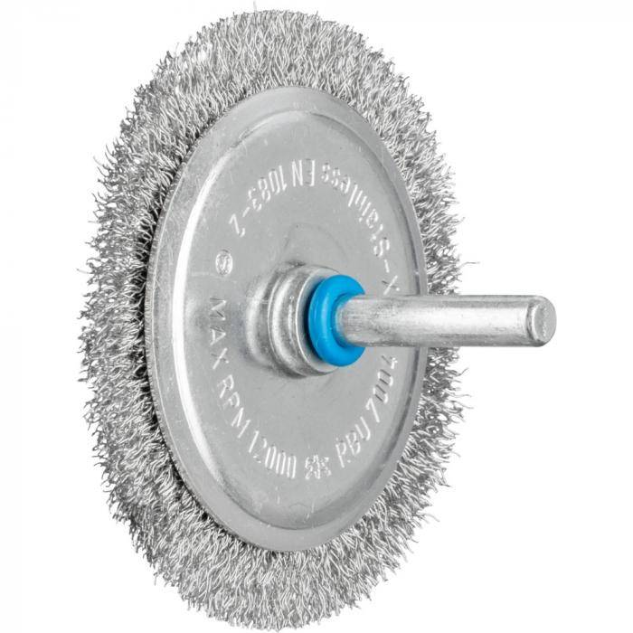 PFERD Rundbürste RBU 7004/6 INOX 0,20 mit Schaft - INOX - ungezopft - Außen-ø 70 mm - Besatzmaterial-ø 0,20 mm - VE 10 Stück - Preis per VE