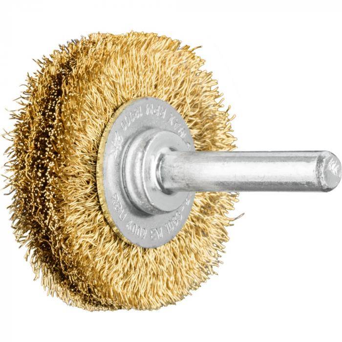 PFERD Rundbürste RBU 4009/6 MES 0,20 mit Schaft - Messing - ungezopft - Außen-ø 40 mm - Besatzmaterial-ø 0,20 mm - VE 10 Stück - Preis per VE