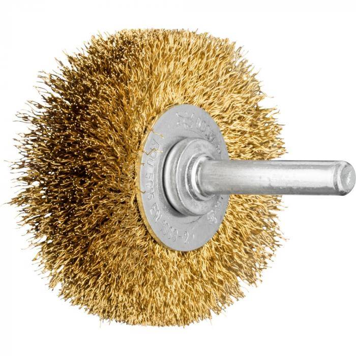 PFERD Rundbürste RBU 5015/6 MES 0,20 mit Schaft - Messing - ungezopft - Außen-ø 50 mm - Besatzmaterial-ø 0,20 mm - VE 10 Stück - Preis per VE