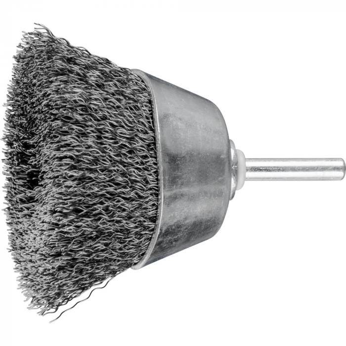 PFERD Topfbürste TBU 6015/6 ST 0,30 mit Schaft - Stahldraht - ungezopft - Außen-ø 60 mm - Besatzmaterial-ø 30 mm - VE 10 Stück - Preis per VE