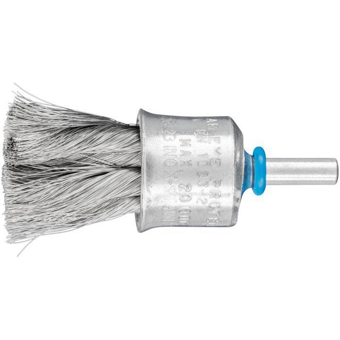 Pinselbürste - PFERD - mit Schaft, gezopft - Edelstahl - Zopfanzahl 6 - 12 - Bezeichnung PBG 2323/6 INOX 0,15 - Bürsten-Ø 23 mm - Topf-Ø 23 mm -