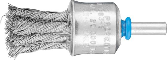 Nahaufnahme eines Stahlseils mit einer Metallhülse, die die Aufschriften 