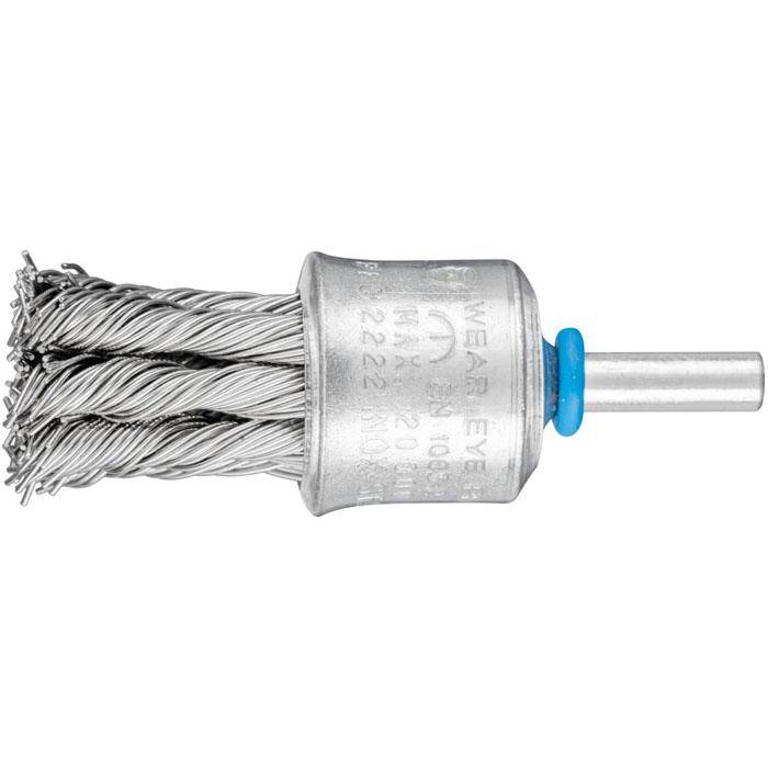 Pinselbürste - PFERD - mit Schaft, gezopft - Edelstahl - Zopfanzahl 6 - 12 - Bezeichnung PBG 2323/6 INOX 0,60 - Bürsten-Ø 23 mm - Topf-Ø 23 mm -