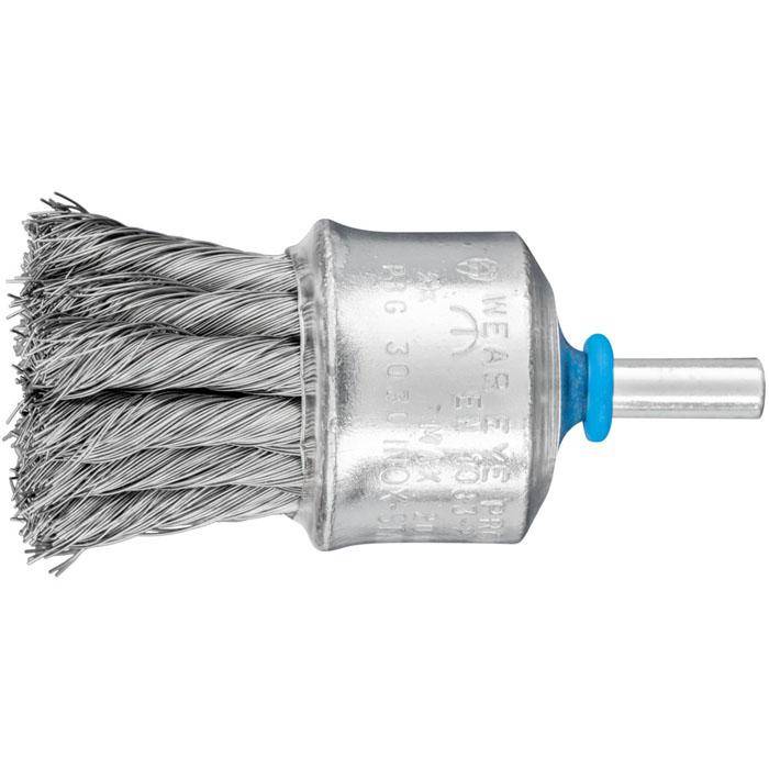 Pinselbürste - PFERD - mit Schaft, gezopft - Edelstahl - Zopfanzahl 6 - 12 - Bezeichnung PBG 3030/6 INOX 0,25 - Bürsten-Ø 30 mm - Topf-Ø 28 mm -