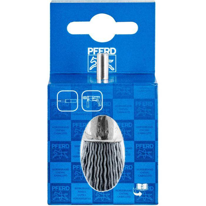 Pinselbürste - PFERD - ungezopft, mit Schaft - aus SiC - für NE-Metall, Titan u.a. - Bezeichnung POS PBU 2020/6 SiC 180 0,90 - Gesamtlänge 70 mm