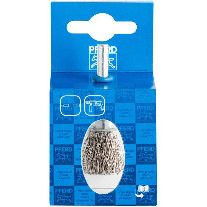Pinselbürste - PFERD - ungezopft, mit Schaft - aus Edelstahl - für NE-Metall, INOX - Bezeichnung POS PBU 1516/6 INOX 0,35 - VE 10 Stück - Preis per