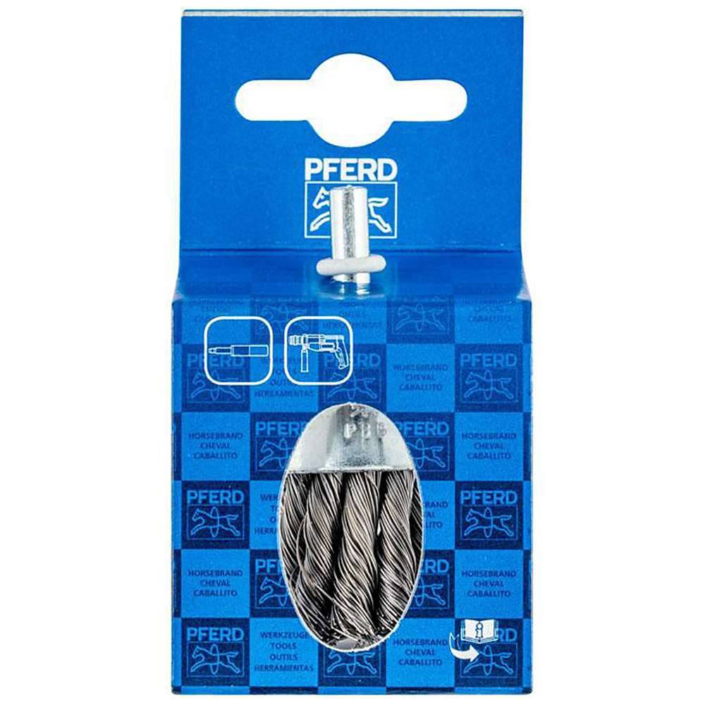 Pinselbürste - PFERD - mit Schaft, gezopft - Stahldraht - in POS-Verpackung - Bezeichnung POS PBG 3030/6 ST 0,35 - Bürsten-Ø 30 mm - Topf-Ø 28 mm