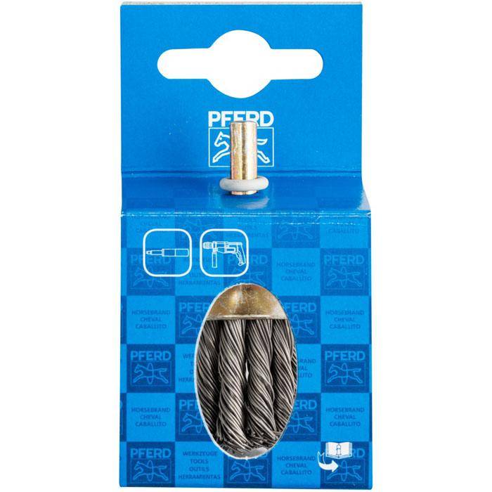 Pinselbürste - PFERD - mit Schaft, gezopft - Stahldraht - in POS-Verpackung - Bezeichnung POS PBG 3030/6 ST 0,50 - Bürsten-Ø 30 mm - Topf-Ø 28 mm