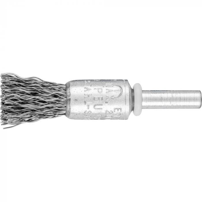 PFERD Pinselbürste PBU 1312/6 ST 0,35 mit Schaft - Stahldraht - ungezopft - Außen-ø 13 mm - Besatzmaterial-ø 0,35 mm - VE 10 Stück - Preis per VE