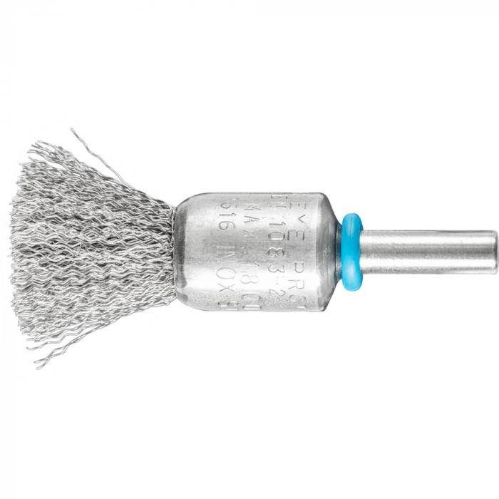 PFERD Pinselbürste PBGS 1516/6 INOX 0,20 mit Schaft - INOX-TOTAL - ungezopft - Außen-ø 15 mm - Besatzmaterial-ø 0,20 mm - VE 10 Stück - Preis per