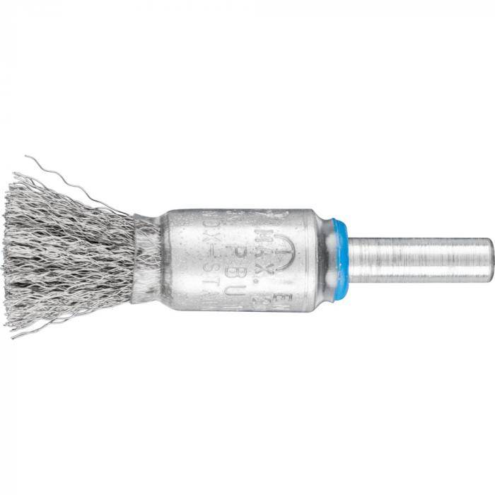 PFERD Pinselbürste PBU 1312/6 INOX 0,15 mit Schaft - INOX - ungezopft - Außen-ø 13 mm - Besatzmaterial-ø 0,15 mm - VE 10 Stück - Preis per VE