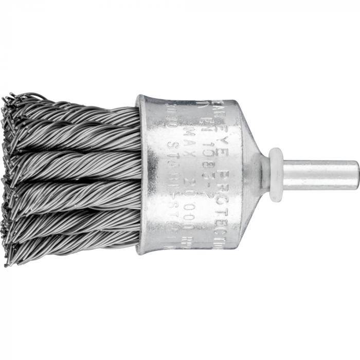 PFERD Pinselbürste PBG 3028/6 ST 0,50 mit Schaft - Stahldraht - gezopft - Außen-ø 30 mm - Besatzmaterial-ø 0,50 mm - VE 10 Stück - Preis per VE