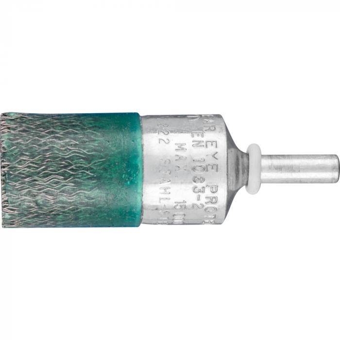 PFERD Pinselbürste PBV 2222/6 ST 0,25 mit Schaft - Stahldraht - vulkanisiert - Außen-ø 22 mm - Besatzmaterial-ø 0,25 mm - VE 10 Stück - Preis per